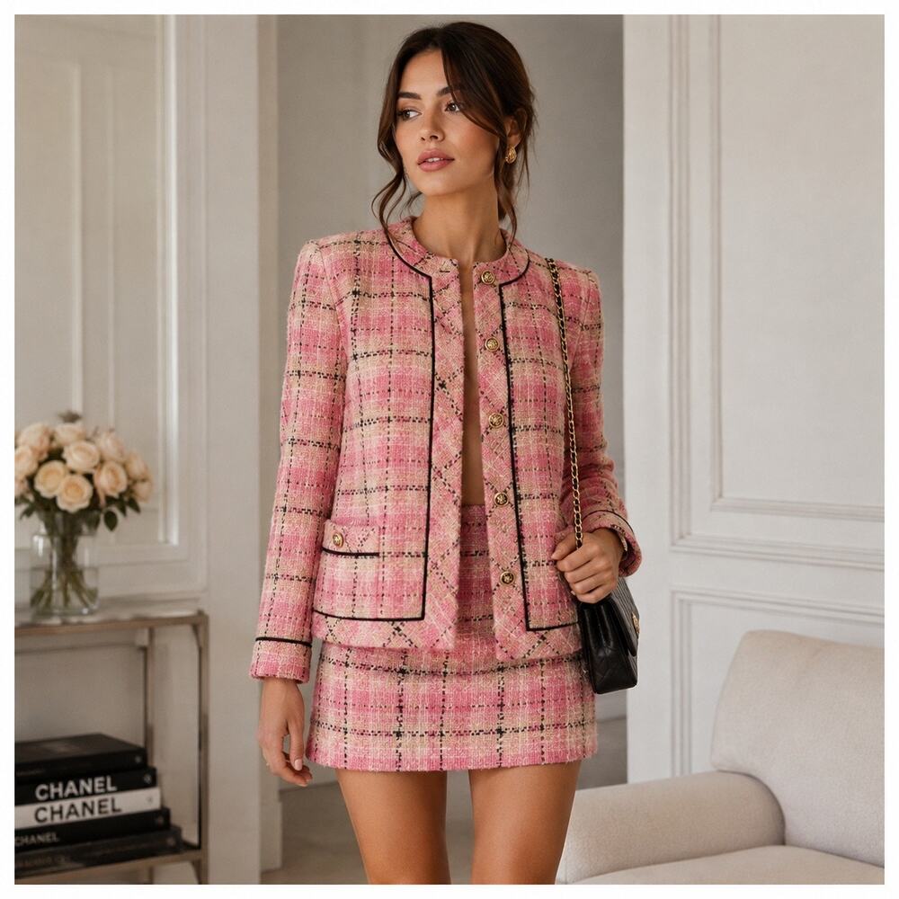 Vintage CHANEL Pink Tweet Skirt Suit - ALTERED, READ
